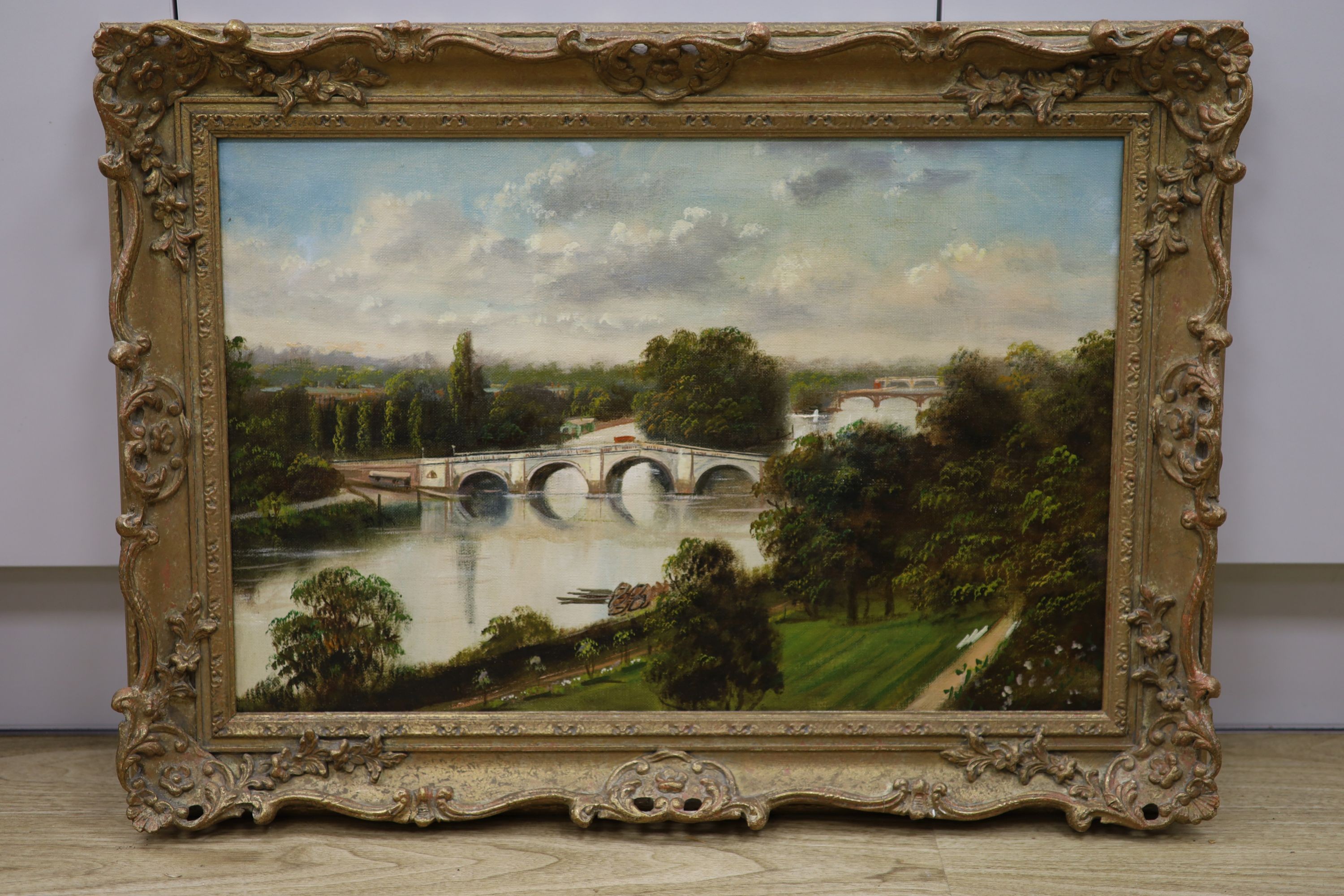 J. Lewis, pair of oils on canvas, Views of Richmond, signed, 40 x 60cm.